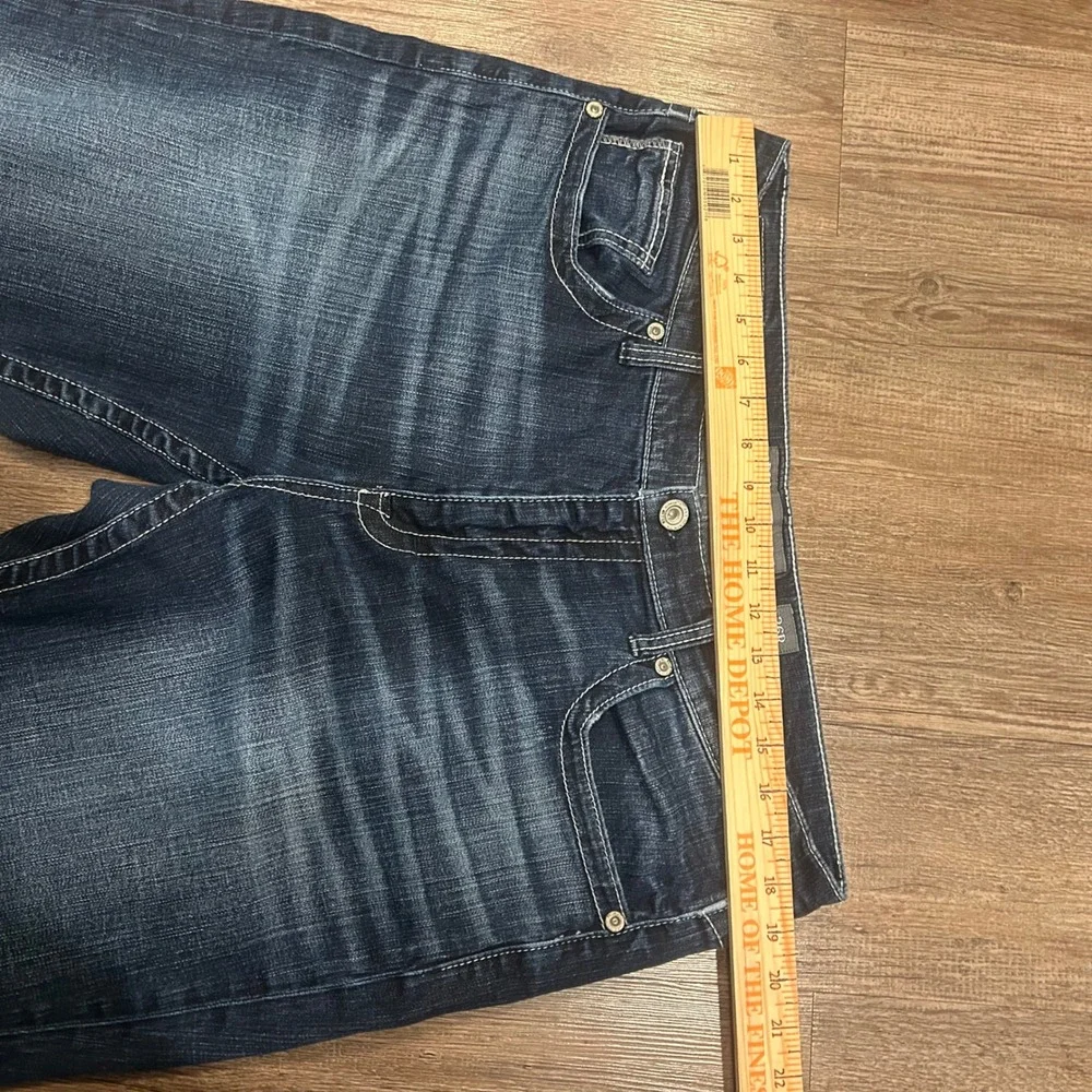 BKE Tyler Straight Leg Jeans Mens 36R‎ Dark Wash Distressed Denim Blue